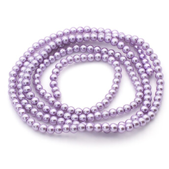 Бусины стекло под жемчуг Шар 4 мм ±210 шт. 80 см Сиреневый