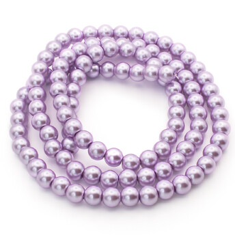 Бусины стекло под жемчуг Шар 6 мм ±140 шт. 80 см Сиреневый