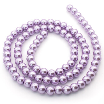 Бусины стекло под жемчуг Шар 8 мм ±105 шт. 80 см Сиреневый