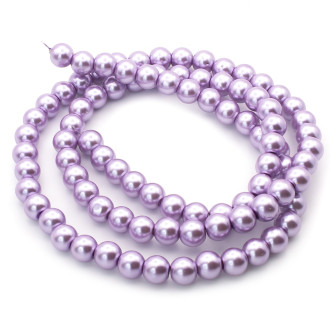 Намистини скло під перли Куля 10 мм ±90 шт. 80 см Бузковий