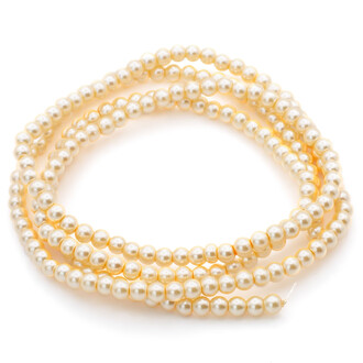 Намистини скло під перли Куля 3 мм ±210 шт. 62 см Жовтий світлий