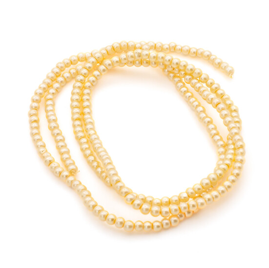 Бусины стекло под жемчуг Шар 4 мм ±210 шт. 80 см Шампань