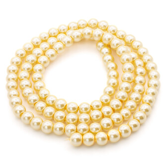 Бусины стекло под жемчуг Шар 8 мм ±105 шт. 80 см Шампань