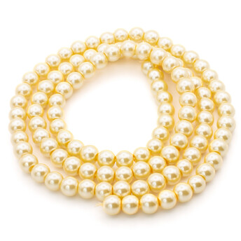 Бусины стекло под жемчуг Шар 8 мм ±105 шт. 80 см Шампань