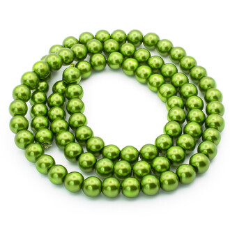 Бусины стекло под жемчуг Шар 10 мм ±90 шт. 80 см Салатовый темный