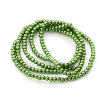 Бусины стекло под жемчуг Шар 3 мм ±210 шт. 62 см Зеленый