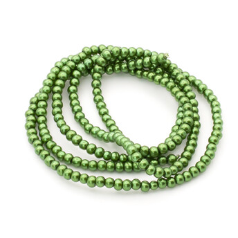 Бусины стекло под жемчуг Шар 4 мм ±210 шт. 80 см Зеленый