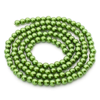 Бусины стекло под жемчуг Шар 6 мм ±140 шт. 80 см Зеленый