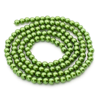 Бусины стекло под жемчуг Шар 10 мм ±90 шт. 80 см Зеленый