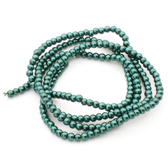 Бусины стекло под жемчуг Шар 3 мм ±210 шт. 62 см Зеленое море