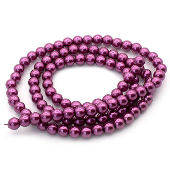 Бусины стекло под жемчуг Шар 10 мм ±90 шт. 80 см Фуксия темная
