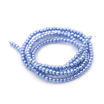Бусины стекло под жемчуг Шар 4 мм ±210 шт. 80 см Голубой