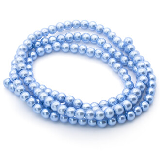 Бусины стекло под жемчуг Шар 6 мм ±140 шт. 80 см Голубой