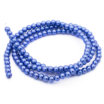 Бусины стекло под жемчуг Шар 6 мм ±140 шт. 80 см Сапфир