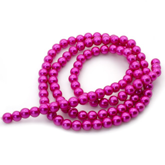 Бусины стекло под жемчуг Шар 8 мм ±105 шт. 80 см Фуксия