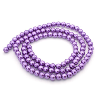 Бусины стекло под жемчуг Шар 6 мм ±140 шт. 80 см Фиолетовый