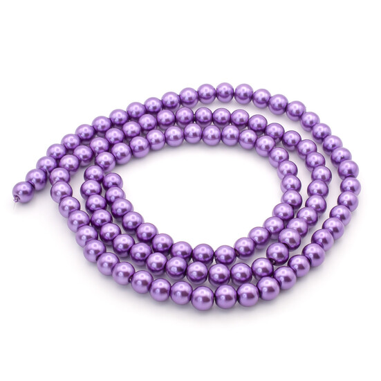 Бусины стекло под жемчуг Шар 6 мм ±140 шт. 80 см Фиолетовый