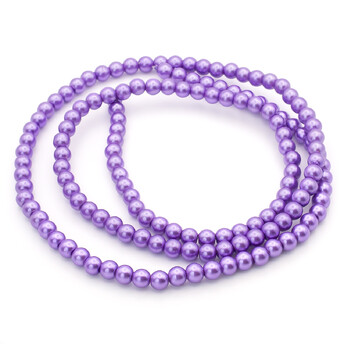Бусины стекло под жемчуг Шар 6 мм ±140 шт. 80 см Фиолетовый светлый