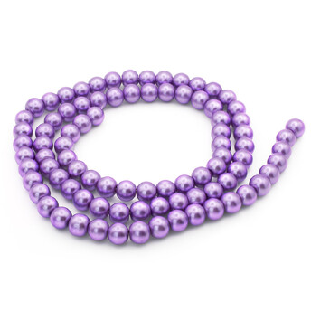Бусины стекло под жемчуг Шар 10 мм ±90 шт. 80 см Фиолетовый светлый
