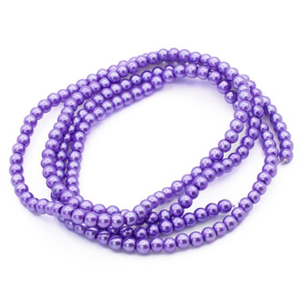 Бусины стекло под жемчуг Шар 4 мм ±210 шт. 80 см Лавандовый