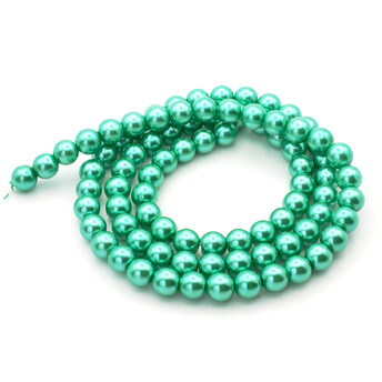 Бусины стекло под жемчуг Шар 10 мм ±90 шт. 80 см Мятный