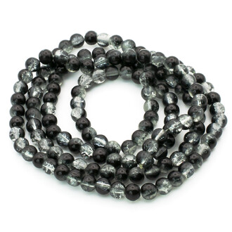 Бусины Битое стекло кракелюр 6 мм Черный с прозрачным нить 80 см