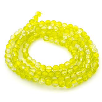 Бусины Битое стекло кракелюр 8 мм Желтый с прозрачным нить 80 см