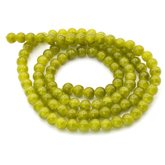 Бусины Битое стекло кракелюр 8 мм Салатовый темный нить 80 см