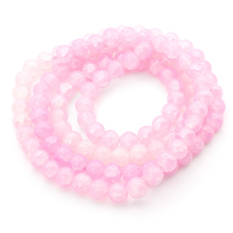 Бусины Битое стекло кракелюр 8 мм Розовый нить 80 см