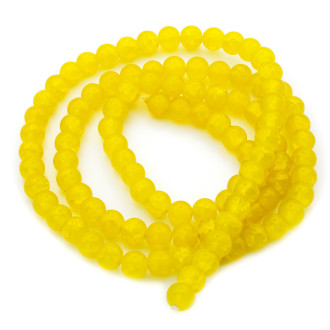 Бусины Битое стекло кракелюр 8 мм Желтый нить 80 см