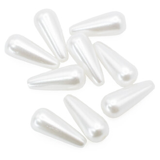 Пластиковые бусины под жемчуг Капля 14х6 мм Белый +-50 шт. .