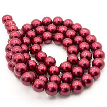 Бусины стекло под жемчуг Шар 8 мм ±105 шт. 80 см Бордо