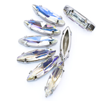 Стразы стекло К9 в цапах Лодочка Красочный АВ 4х15 мм 4 шт. _СЦ415005