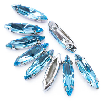 Стразы стекло К9 в цапах Лодочка Голубой 4х15 мм 4 шт. _СЦ415013