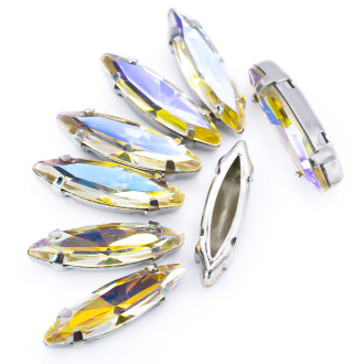 Стразы стекло К9 в цапах Лодочка Небесный свет 4х15 мм 4 шт.