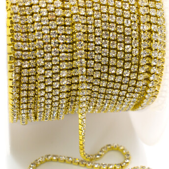 Стразовая цепь ss4 (1,5 мм) 1 м Crystal gold