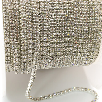 Стразовая цепь ss4 (1,5 мм) 1 м Crystal silver