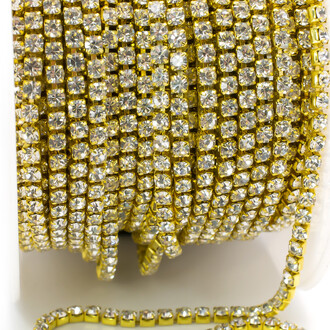 Стразовая цепь ss6 (2 мм) 1 м Crystal gold