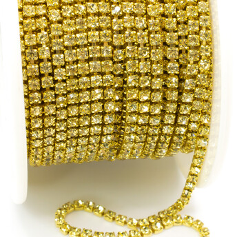 Стразовая цепь ss6 (2 мм) 1 м Jonquil gold