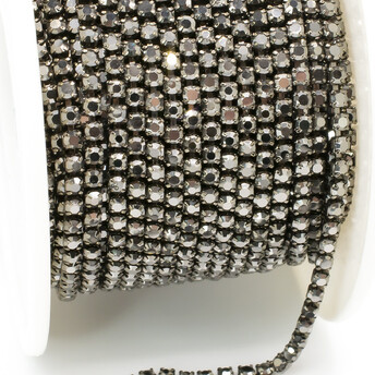 Стразовая цепь ss6 (2 мм) 1 м Hematite nickel