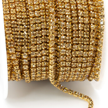 Стразовая цепь ss6 (2 мм) 1 м LCT gold