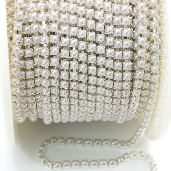 Жемчужная цепь ss6 (2 мм) 1 м Белый Z9 silver