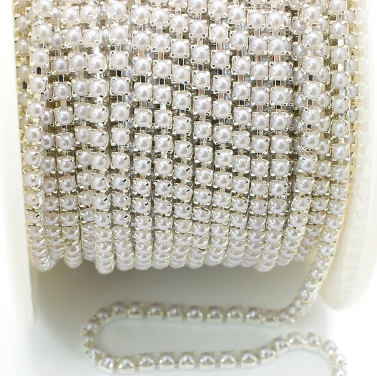 Жемчужная цепь ss6 (2 мм) 1 м Белый Z9 silver