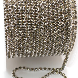 Стразовая цепь ss8 (2,5 мм) 1 м Black diamond silver