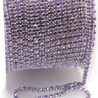 Стразовая цепь ss6 (2 мм) 1 м Violet silver