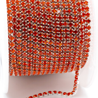 Стразовая цепь ss6 (2 мм) 1 м Hyacinth silver