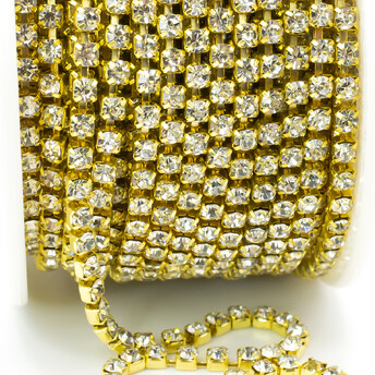 Стразовая цепь ss10 (2,8 мм) 1 м Crystal gold