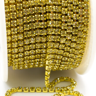 Стразовая цепь ss8 (2,5 мм) 1 м Jonquil gold