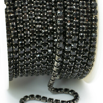 Стразовая цепь ss8 (2,5 мм) 1 м Jet nickel