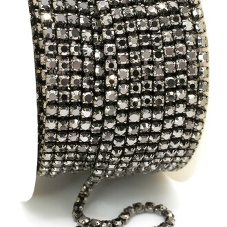 Стразовая цепь ss8 (2,5 мм) 1 м Hematite nickel